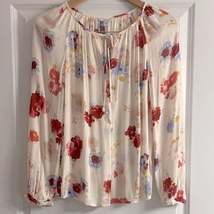 Lucky Brand Floral Blouse - Red, Blue, Cream